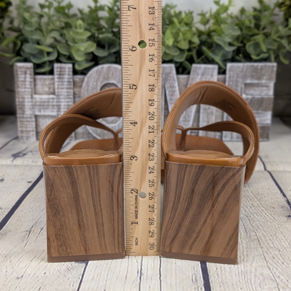Vince Camuto Tan Leather Block Heel Sandals - Picture 6 of 11
